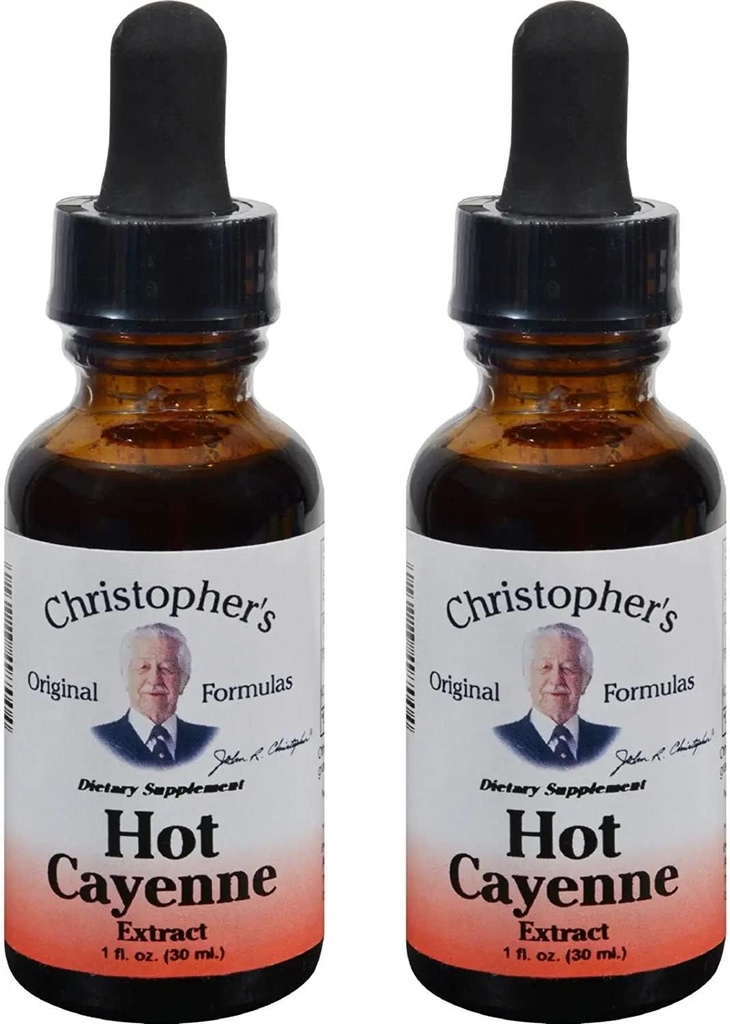 Christopher의 Original Formulas Hot Cayenne Extract, 1 fl oz - 자연 초본 보충 - 2 팩