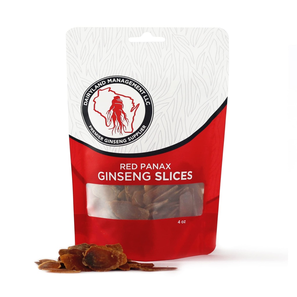 Dairyland Management LLC Red Panax Ginseng Slice - 4 oz Pack Korean Panax Ginseng Slices - Non-GMO, Gluten Free Red Ginseng Root Slices - Soup, Tea, Congee의이 초본 보충 사용