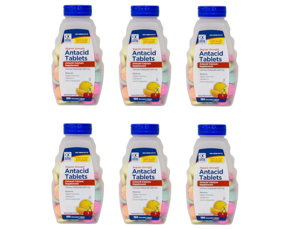 질 선택 일정한 힘 칼슘 탄산염 500 mg Antacid Chewable 정제, 150 조사 - 6의 팩