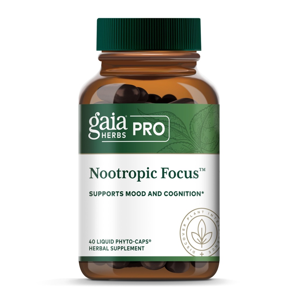 GAIA HERBS PRO Nootropic 초점 - 뇌 건강 지원 보충교재 * - Saffron, Ginkgo 잎 추출물 & 레몬 발름을 가진 Nootropic 보충교재 - Vegan, 글루텐 자유로운 - 40의 액체 Phyto 모자 (20 봉사)