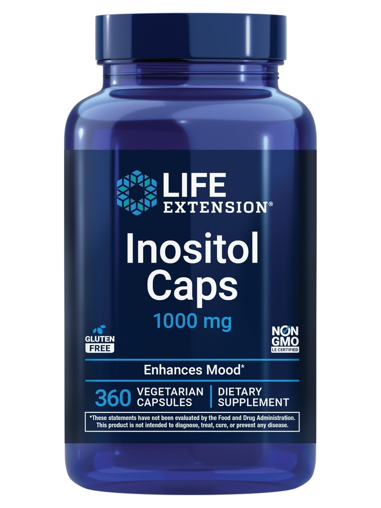 수명 연장 Inositol 모자 - 1000 mg, Myo-Inositol - 무드 건강, 웰빙, 건강한 대사, 호르몬 균형 - 글루텐 - 무료, 비 GMO, 채식 - 360 캡슐