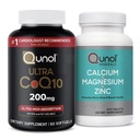 Qunol CoQ10 200mg Softgels, 매우 높은 흡수 Coenzyme Q10 보충 교재 - 2 달 공급 - 칼슘, 마그네슘 및 아연, 270 조사를 가진 1개의 정제에 대하여 60의 조사 마그네슘 3