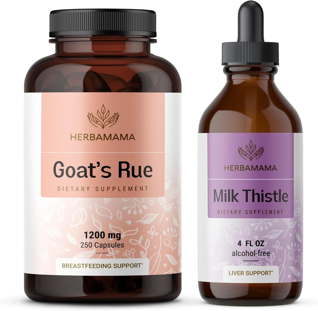 HERBAMA Goat의 Rue와 밀크 이틀 키트 - 1200 mg의 묶음 Goat의 Rue 캡슐 & 우유 Thistle Liver Detox Drops 4 fl oz - Vegan, Non-GMO, Sugar & Alcohol-Free - 2 Pack