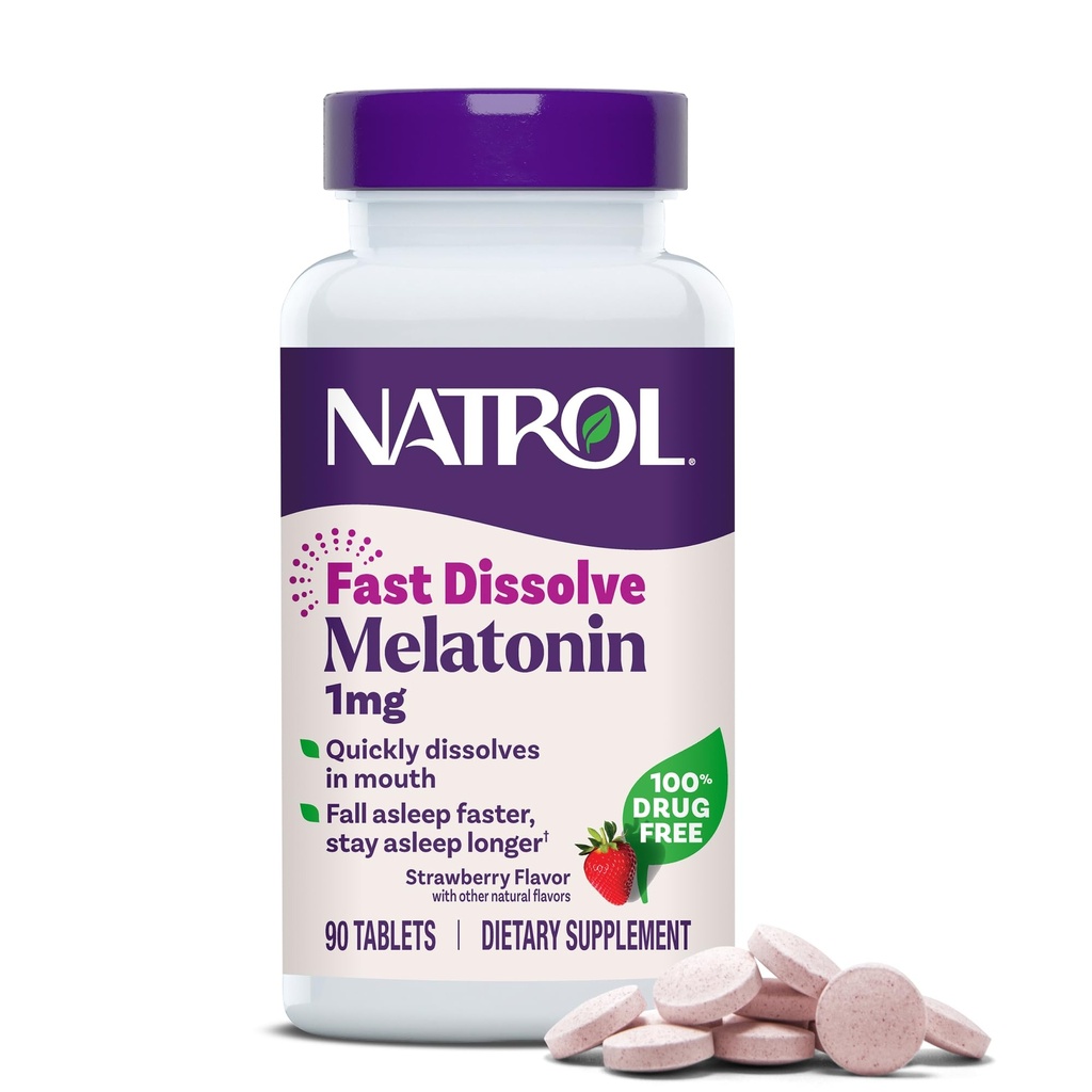 Natrol 빠른 용해 Melatonin 1 mg의 성인을 위한 잠 지원