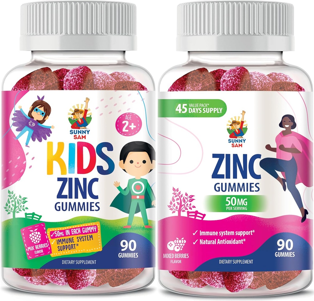 성인과 아이를 위한 아연 Gummies. Immune 지원을 위한 아연 Chewable 거미 - 아이들 남자 여성 성인을 위한 강력한 자연적인 산화 방지제 비 GMO 보충교재