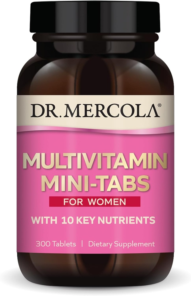 Mercola Multivitamin Mini-Tabs for Women, 30 서빙 (300 정제), 10 키 Nutrients, Optimal Women 's Health, Non-GMO 지원