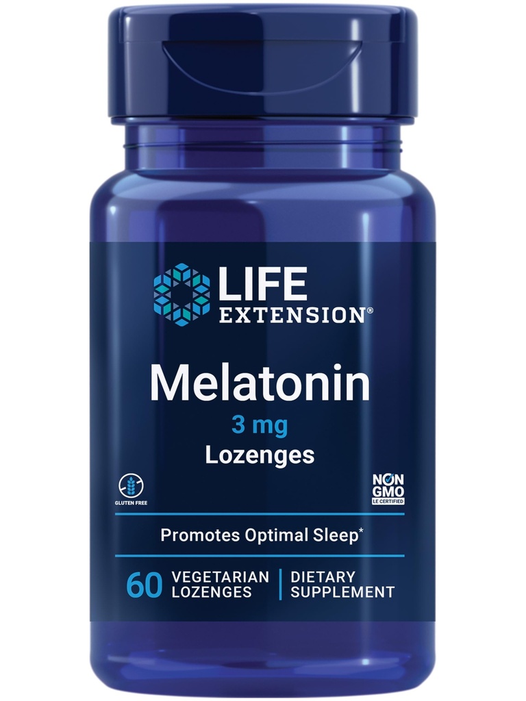 생활 연장 Melatonin, 3 mg의 최선 수면 지원, 건강한 circadian Rhythms의 세포 방어, 글루텐 자유로운, 비 GMO, 채식주의자, 60의 chewable lozenges