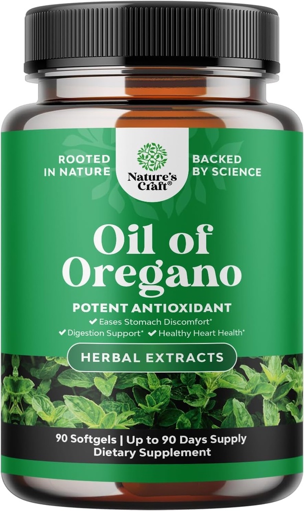 Oregano Softgels의 야생 오일 - 면역 지원을위한 Gentle Detox - Carvacrol 70 %와 농축 Oregano 오일 Softgel - Ease Digestion, Gut Balance & Cleanse Body - 신뢰할 수있는 초본 보충제 - 90 Ct