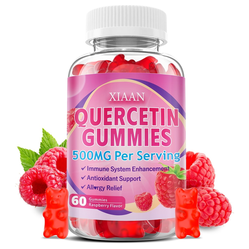 아이 & 성인을 위한 Quercetin Gummies 500mg, Bromelain 아연 비타민 C와 D3 지원 산화 방지제 & 면역 체계 건강, 딸기 풍미 60 조사를 가진 유기 Quercetin 보충교재