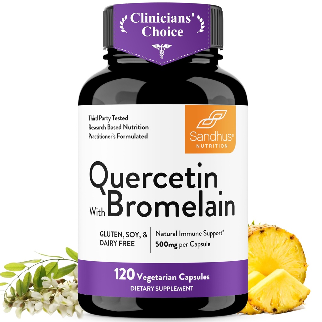 Bromelain 채식 보충교재 캡슐을 가진 Quercetin | 120 조사 (포장 2400 GDU/g 당 1000mg) | 건강한 면역 체계, Seasonal 알레르기 지원을 가진 도움 | 높은 흡수 산화 방지제