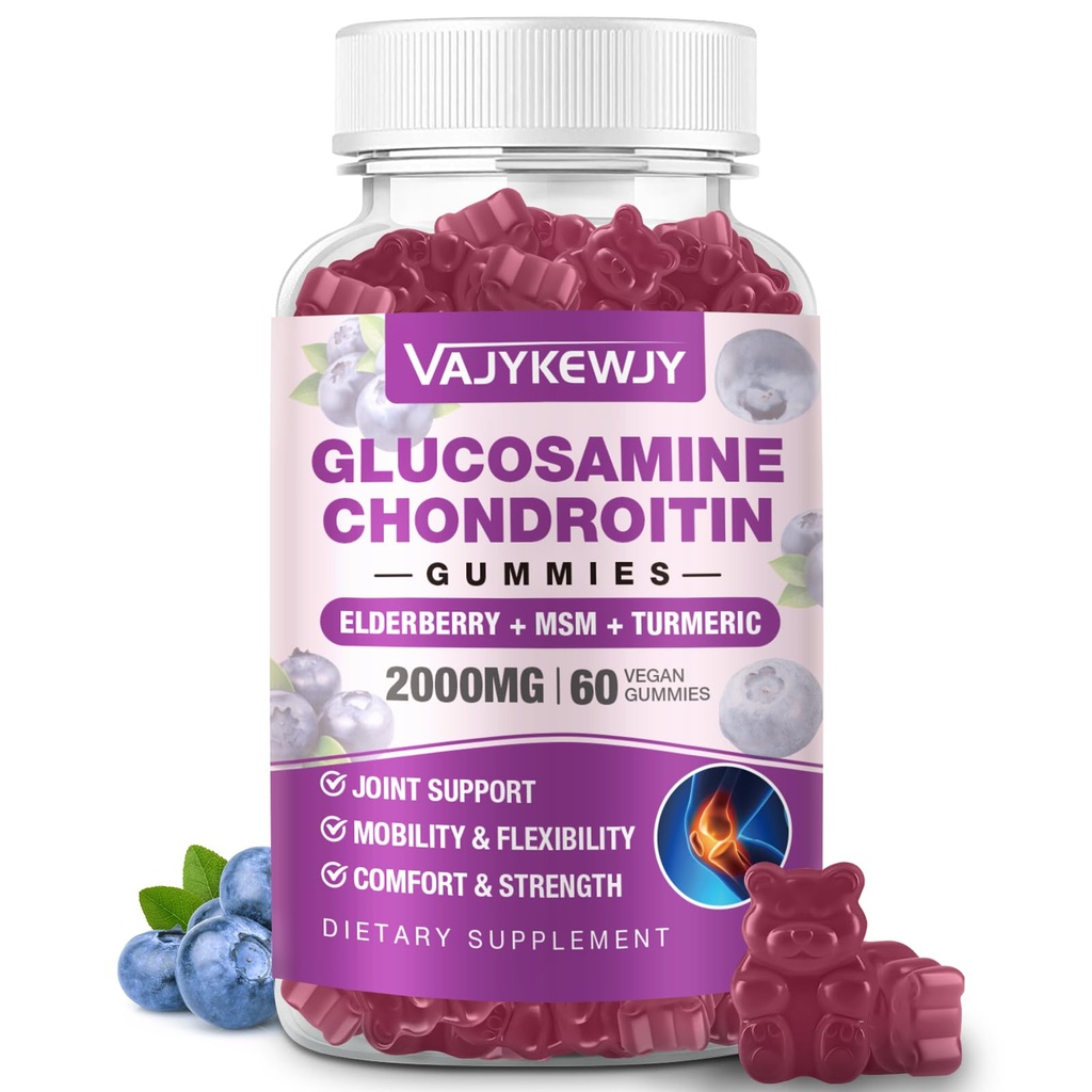 설탕 자유로운 2000mg 글루코사민 Chondroitin Gummies, Chondroitin MSM & Turmeric의 합동 지원 보충교재, 산화 방지제 면역성이 있는 지원 - 60 Gummies를 가진 여분 힘 글루코사민