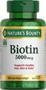 Nature 's Bounty Biotin, 셀룰러 에너지 및 건강한 모발, 피부 및 손톱, 5000 mcg, 150 Softgels에 대한 Metabolism 지원