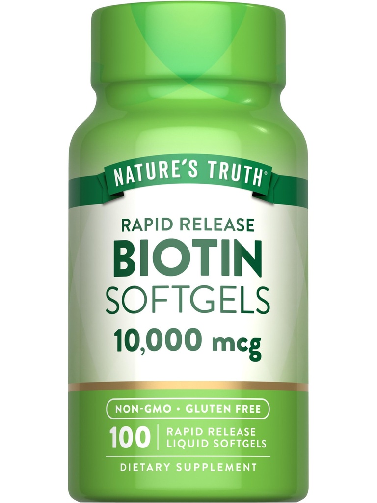자연의 진실 Biotin 10,000mcg | 급속한 방출 Softgels | 100개의 조사 | 비 GMO & 글루텐 자유로운 보충교재