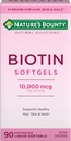 Nature's Bounty Biotin 10000mcg 보충교재는, 건강한 머리, 피부 및 못, Biotin를 가진 최선 해결책 머리 비타민, 90 급속한 방출 액체 Softgels를 지원합니다