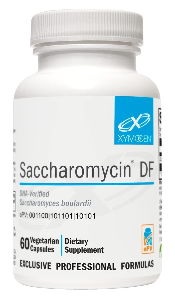 XYMOGEN Saccharomycin 10B - Stomach Acid-Resistant, DNA-Verified Saccharomyces boulardii - Gut Support & Immune Health를 위한 낙농장 자유로운 효모 Probiotics - 전적으로 Saccharomycin DF (60 캡슐)