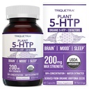 유기 5-HTP - 200 mg | 99% 5HTP 농축물, 플러스 코 팩터 비타민 B6 & 사자의 만 | 유기 Griffonia 씨앗에서 추출 된 물 | 무드, Cognition & Sleep (60 캡슐 | 30 장)