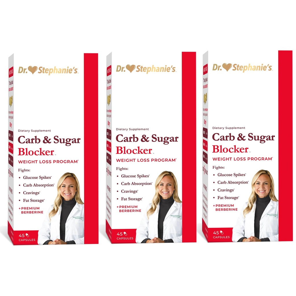 Stephanie 's Mealtime Carb & Sugar Blocker 박사 - 소화 된 Carbs, Sugars, & Calories, Stimulant-Free (3 팩) 감소