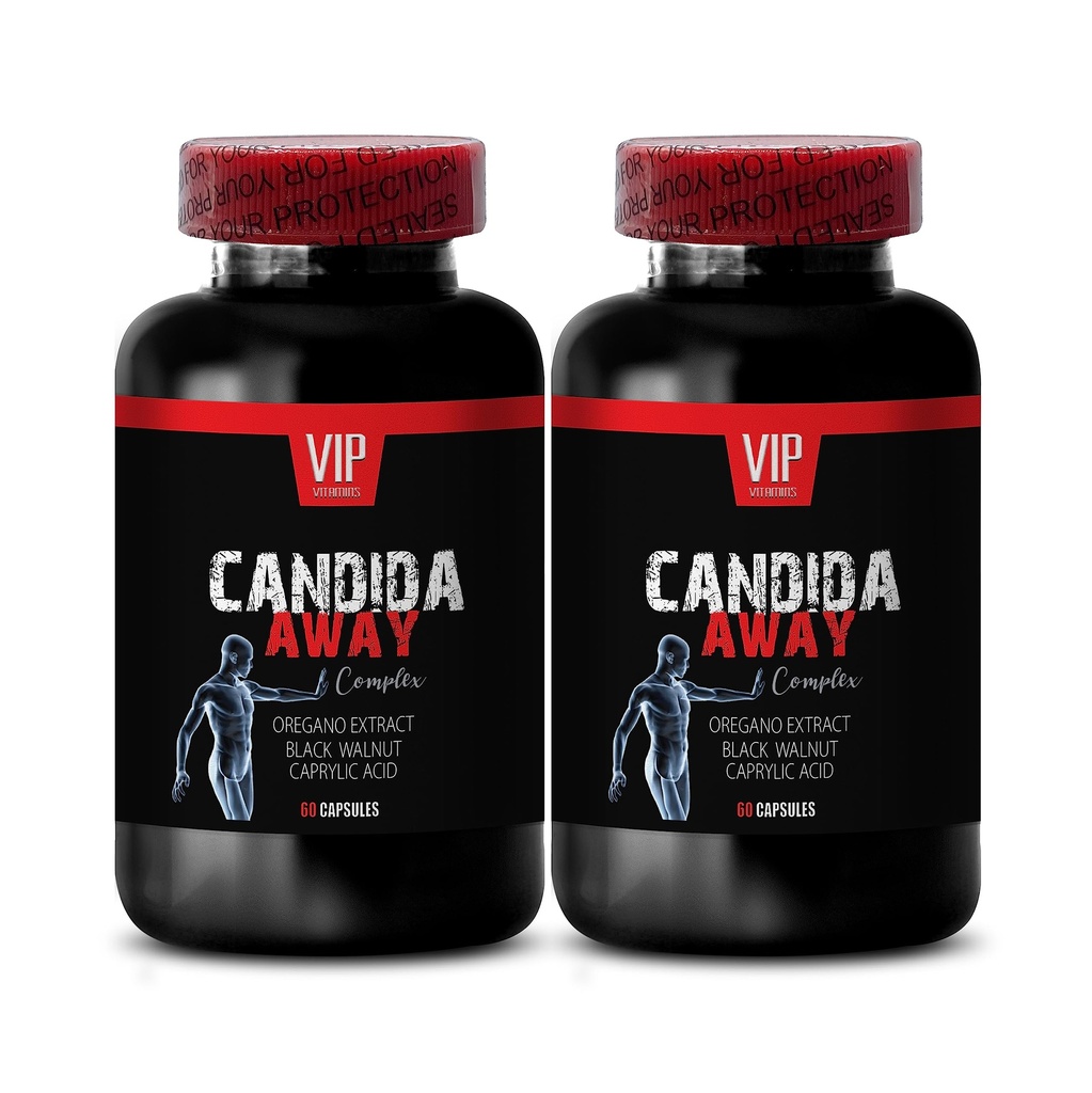 arabinogalactan, gut flora 보충, 알로에 vera 잎 분말 유기 - CANDIDA AWAY COMPLEX - oregano 기름 캡슐, 웜 나무 보충 캡슐, 면역 부스터, candida 지원 - 2 병 120 모자