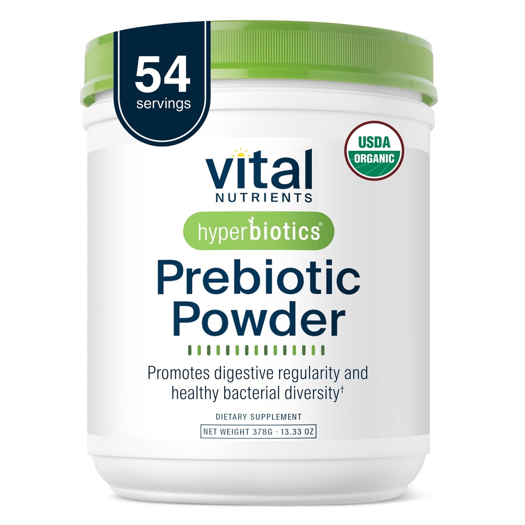 Hyperbiotics Vital Nutrients 유기 Prebiotic 섬유 분말 | Gut Health and Digestive Regularity | 여성과 남성용 수용성 섬유 보충 | Vegan Organic Fiber Powder | 54 서빙