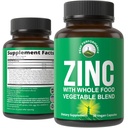 비타민 C + 최대 흡수를위한 25 야채와 과일의 전체 식품 혼합 Vegan 아연 보충. 아연은 30mg 캡슐, 알약, 정제, 성인을 위한 비타민 남자와 여자 둘 다 보충합니다