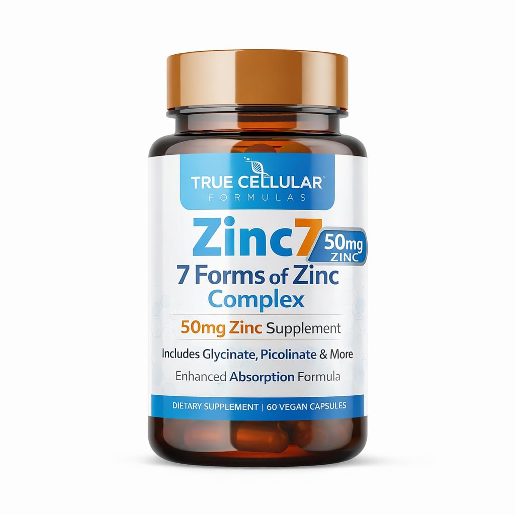 아연7: 7-in-1 아연 복합 50mg - 면역 방어, 깊은 수면 및 하루 에너지를위한 최대 흡수 | 호르몬 균형, 정신 초점 및 대사 지원 | 60 Vegan 캡슐