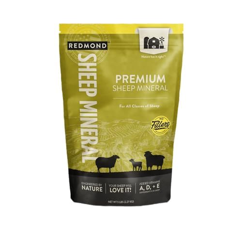 Redmond All Natural Sheep Mineral Supplement - 전체 건강 및 성장 지원을위한 필수 추적 미네랄 - 5 파운드
