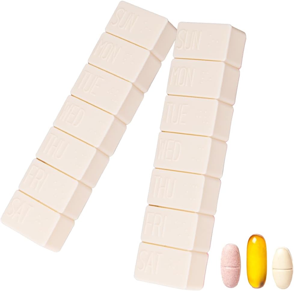2Pack Weekly Pill 주최자,Extra 대형 7 일 알약 케이스 물고기 오일, 칼슘 정제 보충제 및 기타 비타민 알약을위한 매일 알약 상자