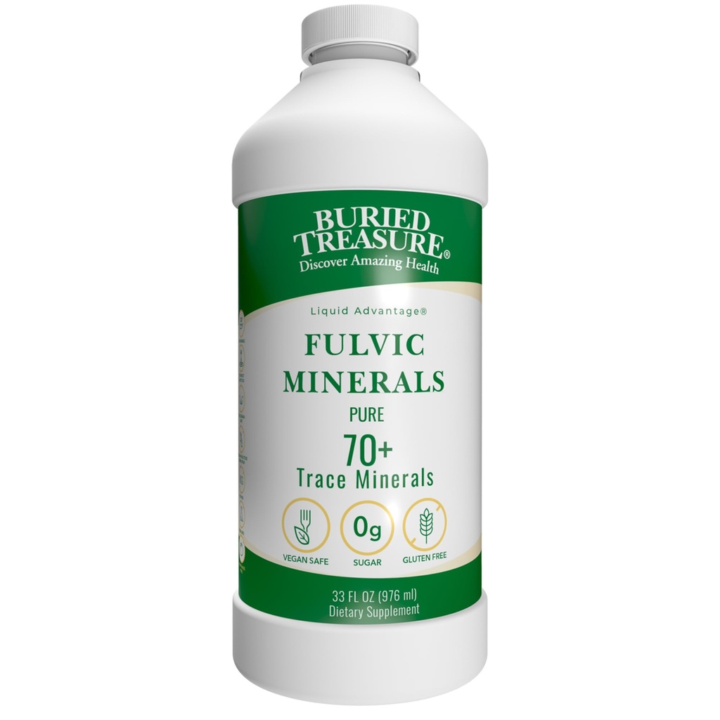 Buried 보물 액체 이점 FULVIC MINERALS 순수한 70+ 추적 무기물 33 oz 규정식 보충교재