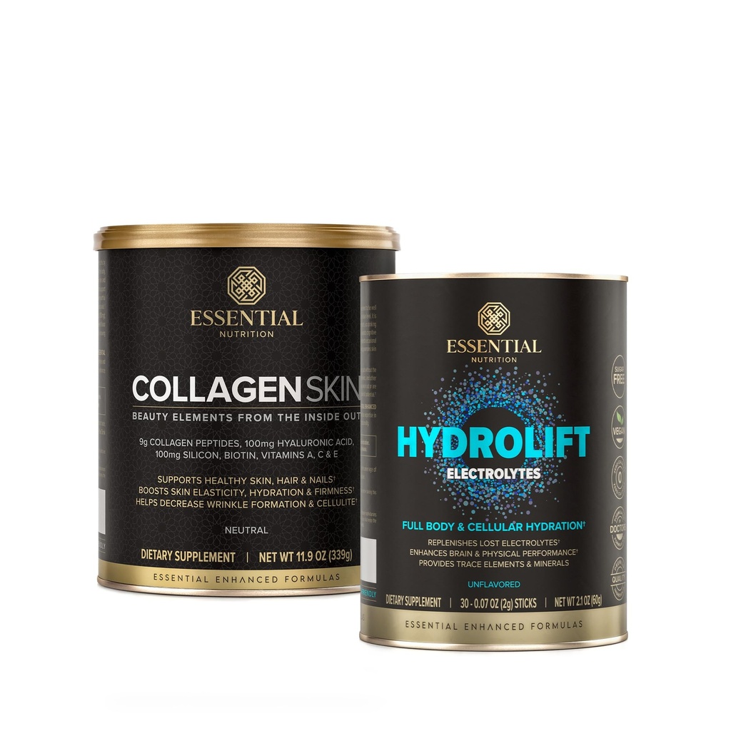 교원질 피부 + Hydrolift 번들 – Hyaluronic 산, Biotin & 실리콘 및 설탕 자유로운 Hydrolift를 가진 Hydrolyzed 생물 활성 교원질 펩티드는 추적 성분 & 무기물로 전해질