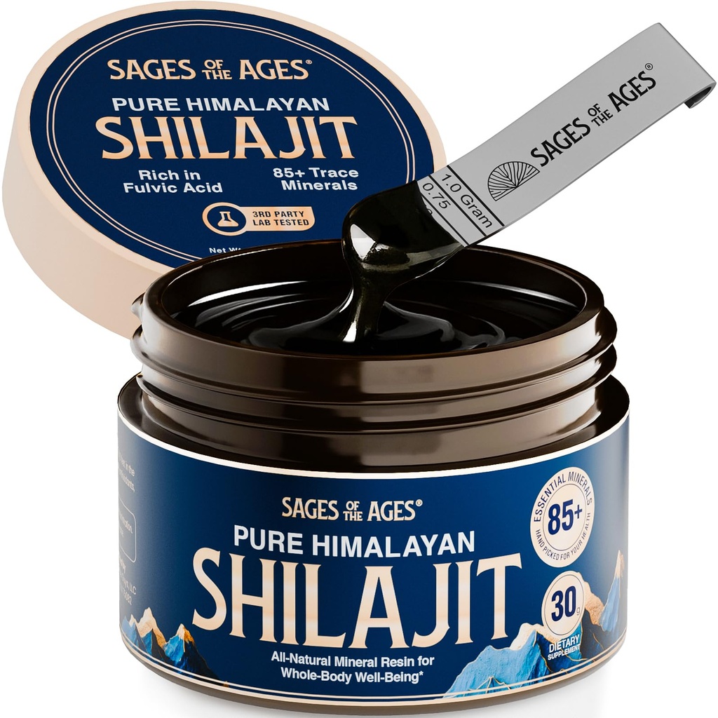 Pure Himalayan Shilajit Resin - 500 mg 남성 및 여성을위한 최대 강도 유기 Fulvic 산 복합체 - 85 + Trace 무기로 테스트 - 에너지, 체력 및 정신 성능 - 30 g 항아리