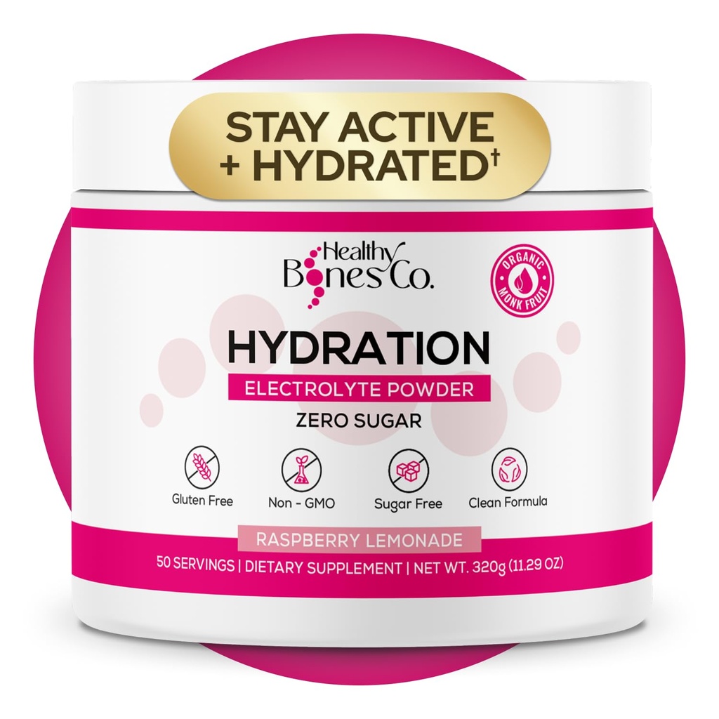 Sugar-Free Electrolyte Powder Drink Mix Fast Hydration Naturally Sweetened with Organic Monk Fruit, Raspberry Lemonade 풍미 (325g) Key Electrolytes 및 Trace Minerals -Keto Friendly, Vegan