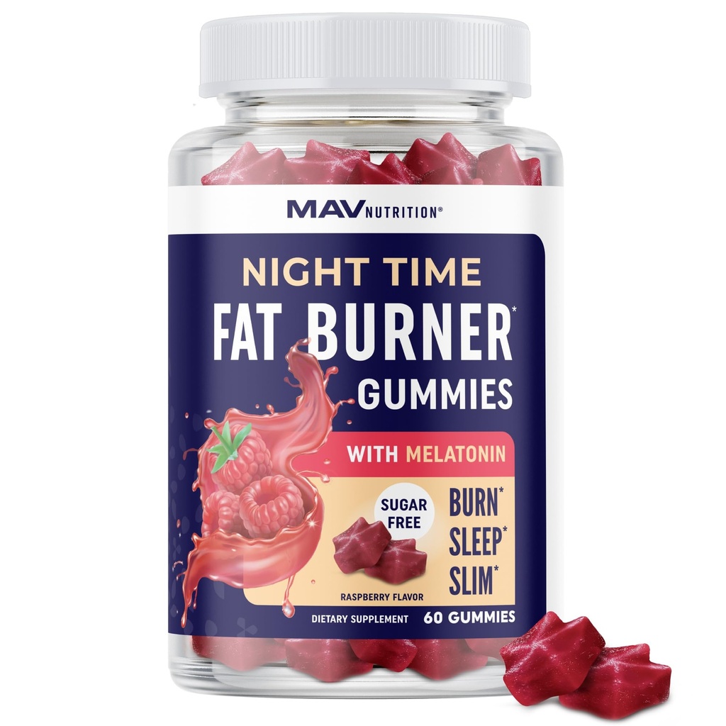 나이트 타임 지방 버너는 수면 & 체중 감량 지원을위한 멜라토닌과 거미 | Hunger Suppressant & Metabolism Booster, Shred Belly Fat While You Sleep | 여성을위한 다이어트 보충 | 60 Ct