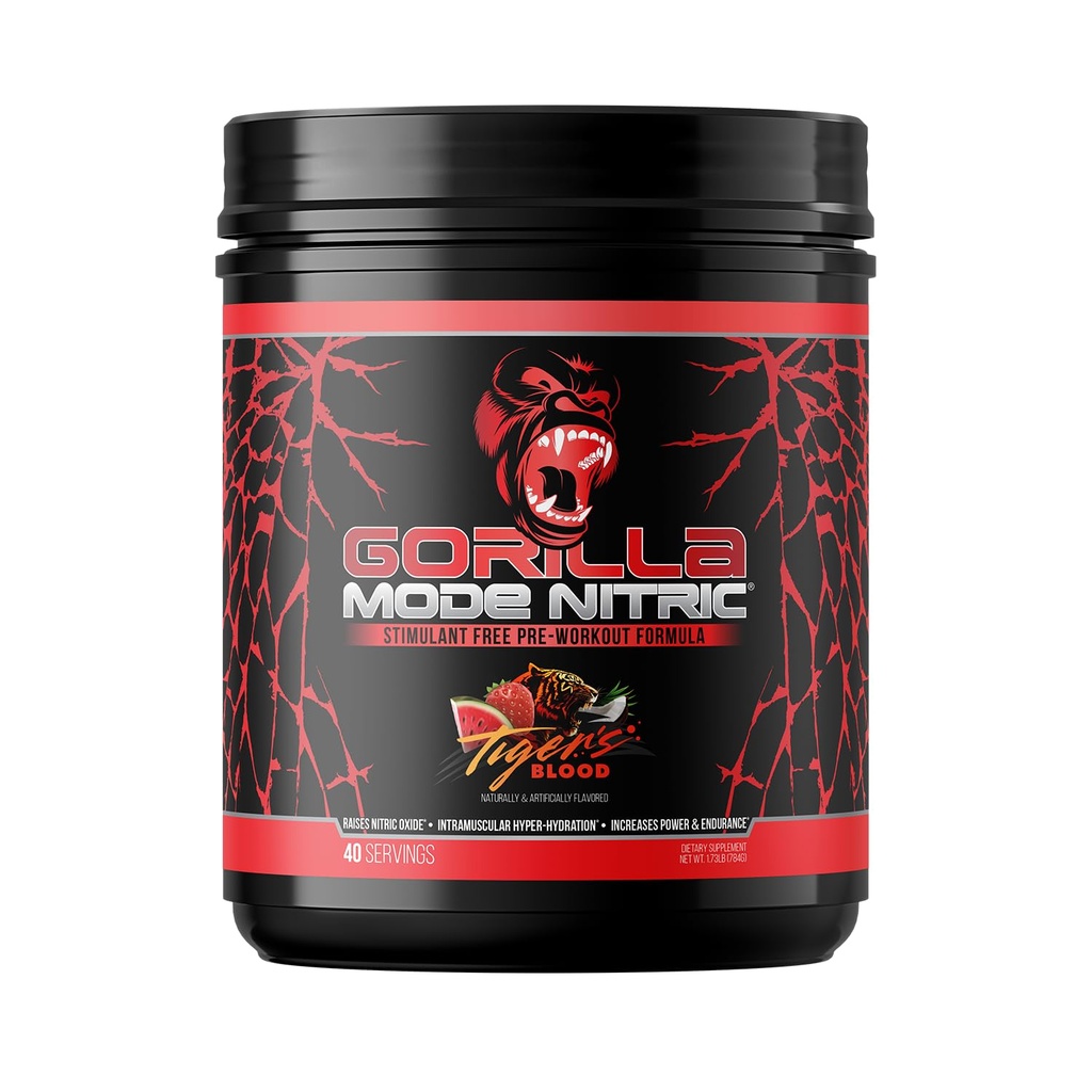 Gorilla Mode Nitric Upgraded Stimulant Free Pre-Workout – 최고의 타스팅과 가장 효과적인 자극제 무료 Pre-Workout/Massive Pumps · Vasodilation · Power / 784 그램 (대피)
