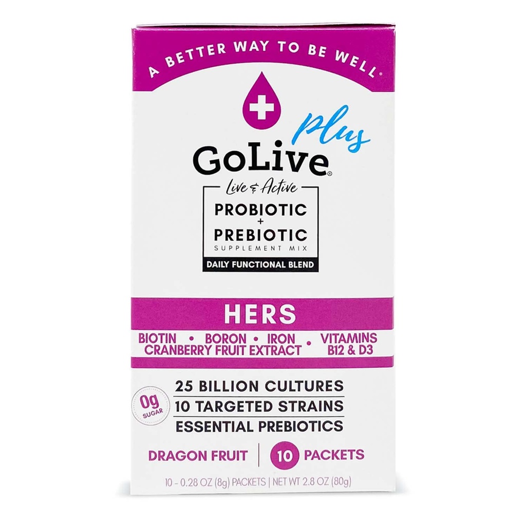 여성을위한 GoLive Probiotic - Prebiotics, Cranberry, Biotin, B12 및 D3-25 Billion CFUs, 10 Strains - Vaginal, Digestive, UT 및 면역 건강 지원