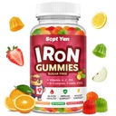 아이를 위한 철 보충교재 Gummies, 아이 철 - 비타민 B Complex, C, D3, 칼슘, Folate, 아연, 혈액 건축업자 & 에너지 지원을 위한 FOS, 철 부족, 채식주의자, 혼합 과일 풍미, 60 ct