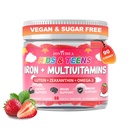 90 조사 | 아이를 위한 철 Gummies, 칼슘을 가진 아이 Multivitamin, 아연, Folate, Omega-3 & Lutein, 지원 에너지, Immnity, 철 결핍, Anemia & 두뇌 건강, Vegan, 설탕 자유로운, 딸기 풍미