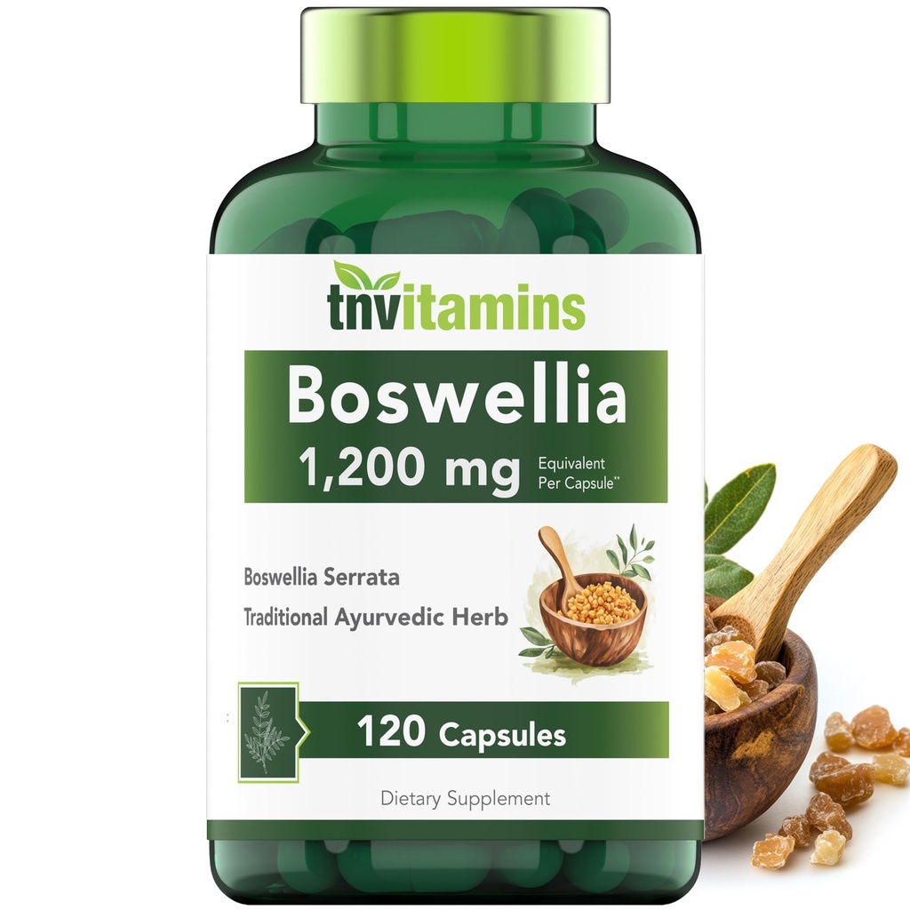 tnvitamins Boswellia 추출물 캡슐, 120 조사 | 캡슐 당 1,200 mg | 65% Boswellic 산 + 10:1 집중된 추출물 | Boswellia Serrata | 합동 & Mobility Support*