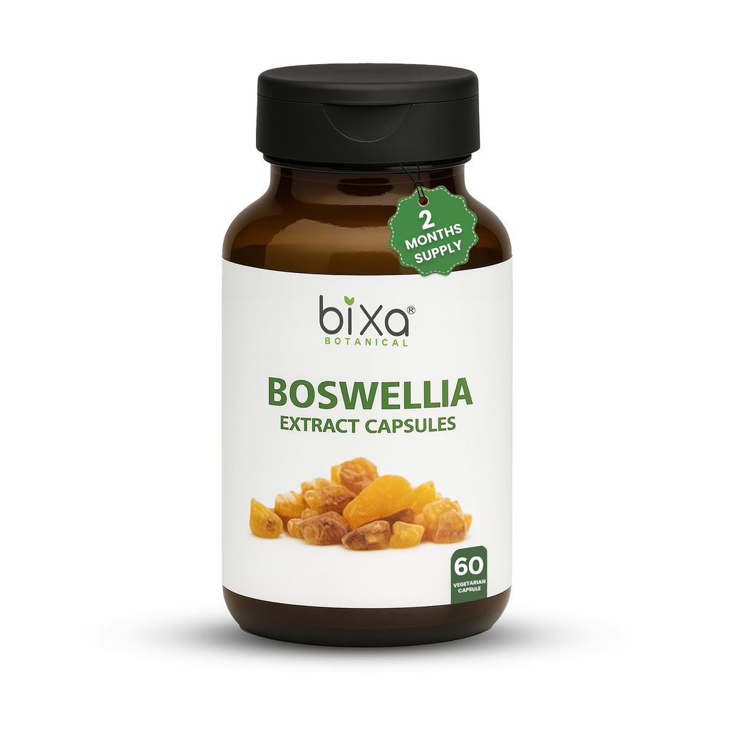 bixa BOTANICAL Boswellia Serrata 추출 순수 프리미엄 품질 65% Boswellic 산 | Ayurvedic 자연 초본 보충 | (450 Mg 60 Veg 캡슐)