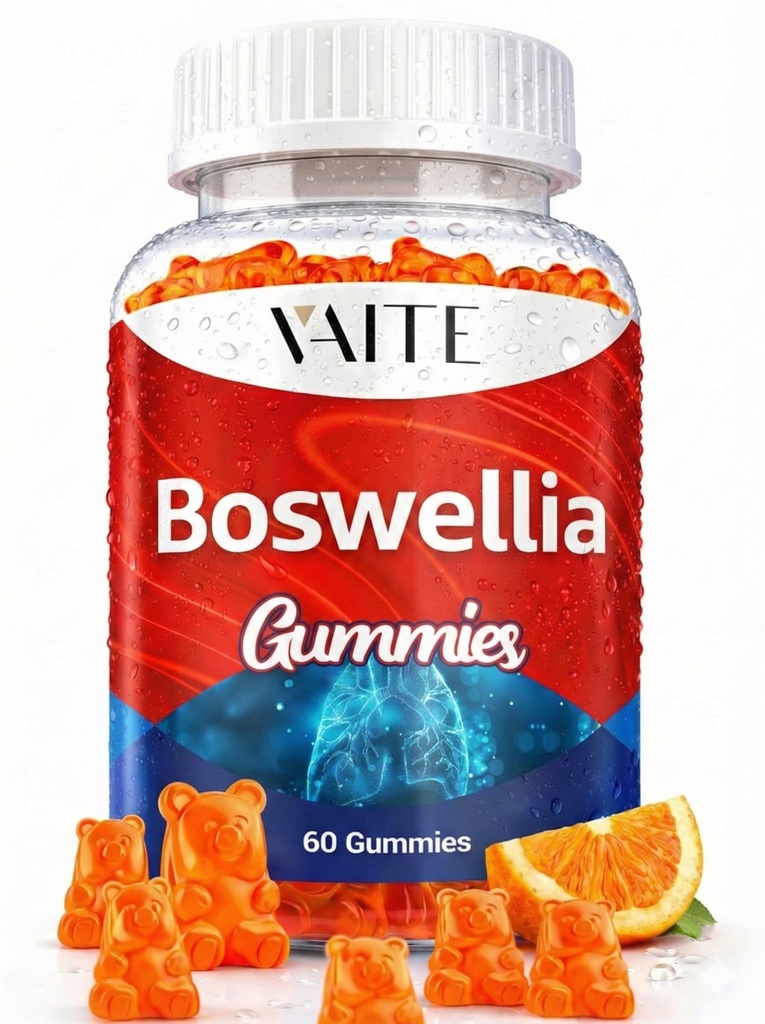 VAITE Boswellia Serrata Gummies 1200mg - Boswellic Acid, Plant-Based Supplement, Joint Support Health Formula, Non-GMO, Gluten-Free, Sugar-Free, 60 Chewable을 가진 인디언 Frankincense 추출물