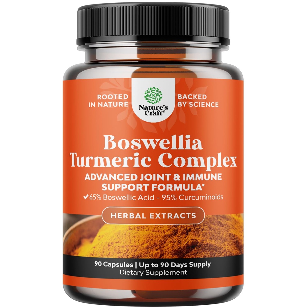 심황을 가진 Boswellia 추출물 캡슐 - 진보된 면역력 지원 보충교재 - 심황 & Boswellia Serrata 캡슐 몸 Detox & 건강한 합동을 위한 서빙 당 500mg - 90 조사