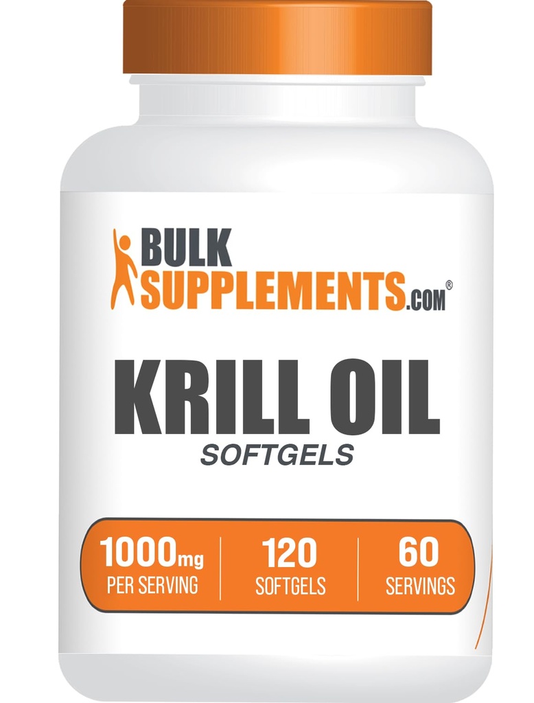 BulkSupplements.com Krill 오일 1000mg Softgels - 남극 Krill 오일 보충 - 오메가 3 보충, DHA 보충 - 글루텐 무료, 봉사 당 2 Softgels, 120 조사 (팩 1)