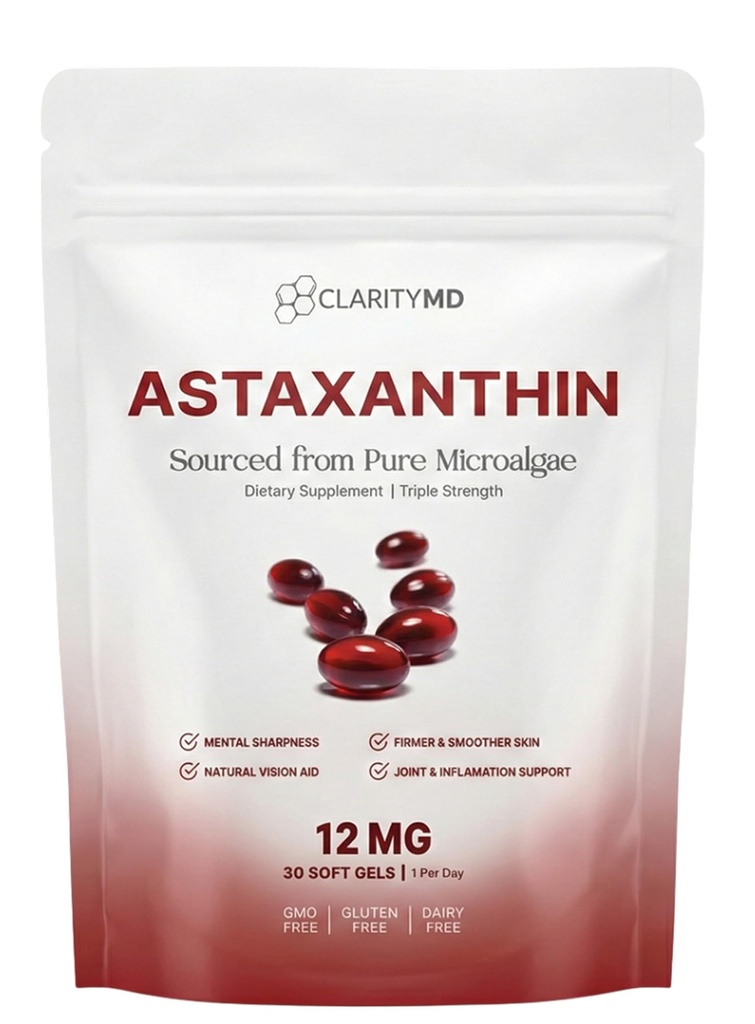 Astaxanthin 12mg 산화 방지제 보충교재 – 자연적인 미생물 근원 – 강화된 흡수를 위한 Lipid 근거한 Softgel – Cognitive, 시각 & 합동 지원 – 30 Softgels (1의 포장)