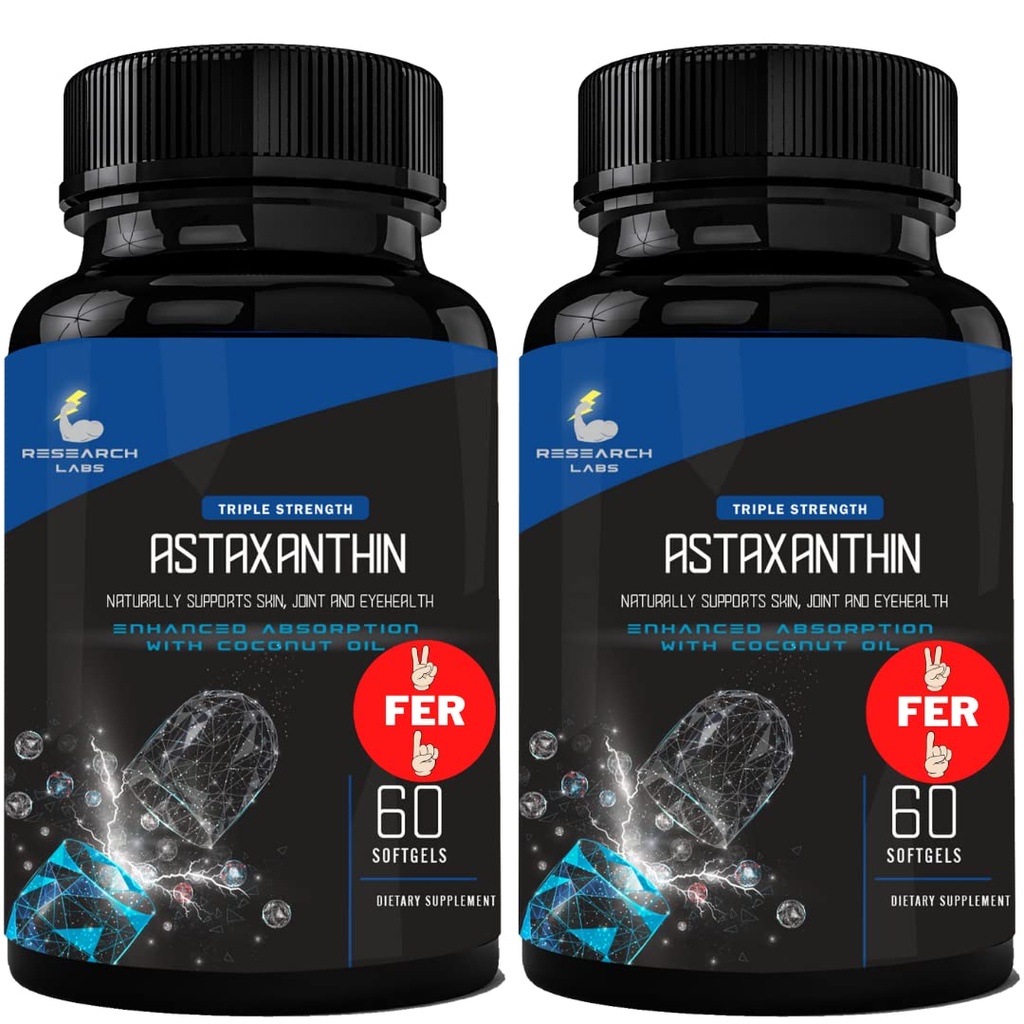 연구 실험실 세겹 힘 자연적인 Astaxanthin 12mg Softgels + 강화된 흡수 강력한 산화 방지제 지원을 위한 여분 병 유기 야자열매 기름 눈 합동 & 심장 건강 120 합계 Softgels