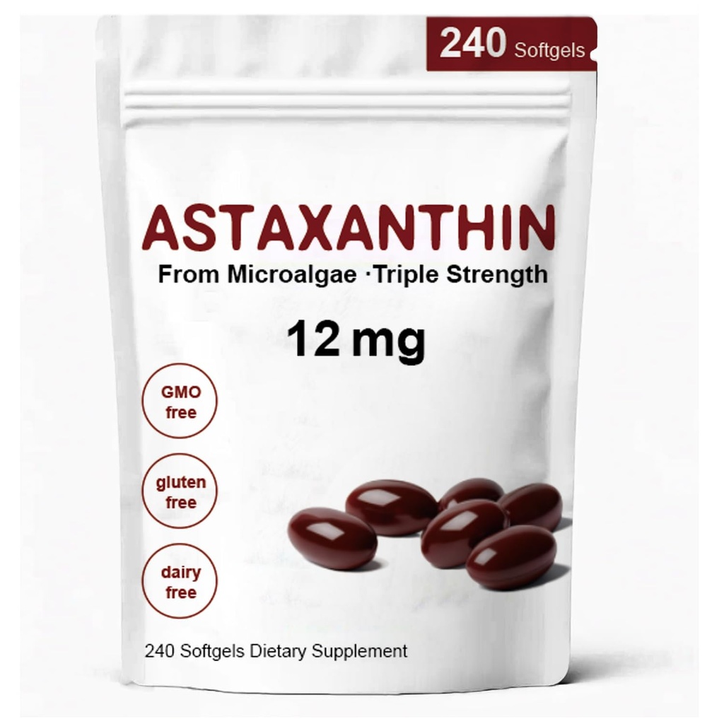 Astaxanthin 12mg의 산화 방지제 활동을 가진 우수한 Astaxanthin 산화 방지제 보충교재, 지원 눈, 면역성이 있는, 피부 건강, 내부 Circulation-240 Softgels