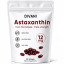 DIVANI Astaxanthin 12mg의 매일 웰니스, 면역, 눈 & 피부 지원, 비 GMO, 글루텐을 위한 산화 방지제 보충교재 - 120 Softgels