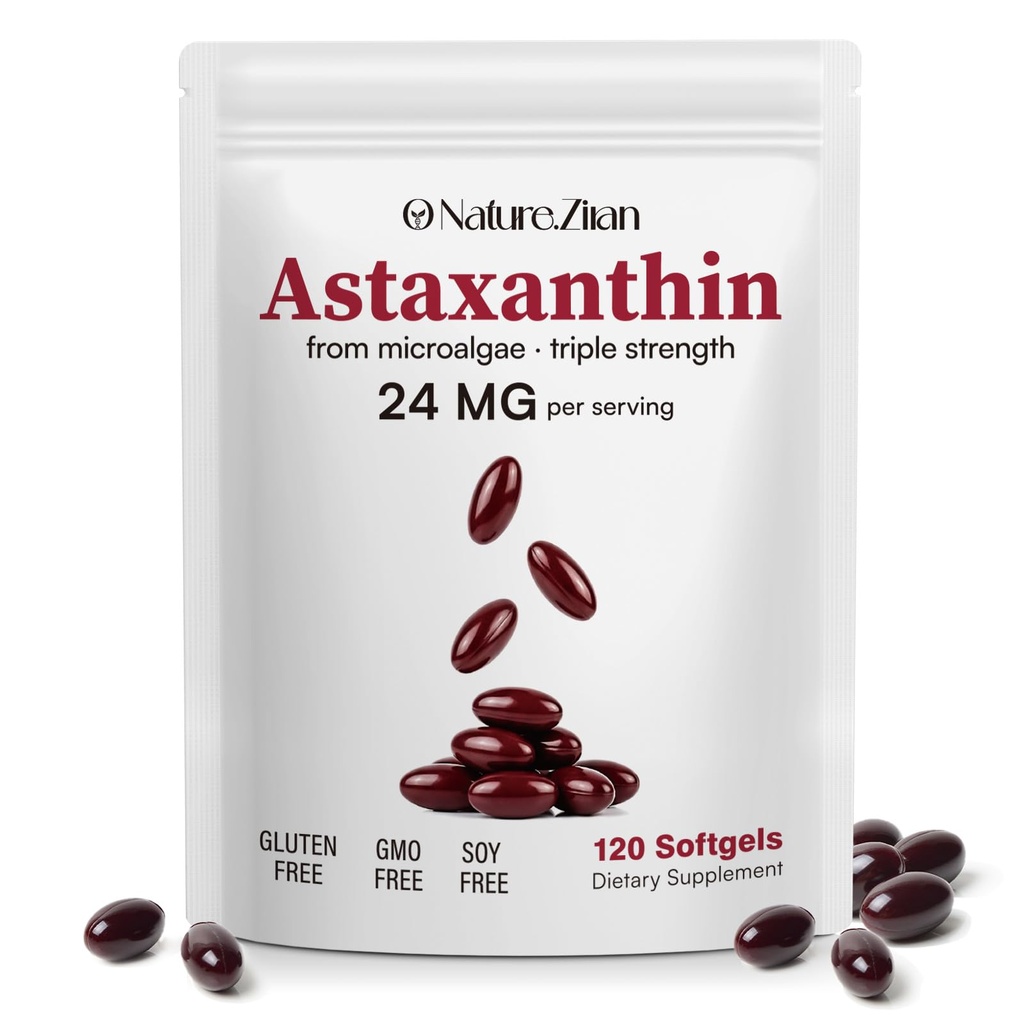 . ZIRAN Astaxanthin 보충 교재 24mg의 산화 방지제 보충교재, 눈 &Joint &Skin 건강을 위한 지원| 4 달 공급|120 Softgels
