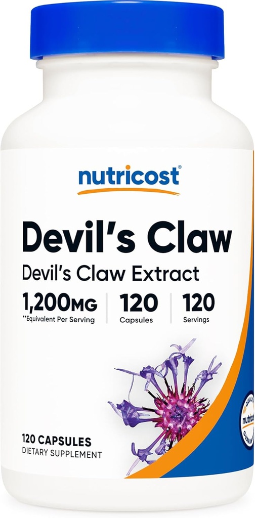 Nutricost Devils Claw 1200mg Equivalent, 120 캡슐 - Veggie Caps, Non-GMO, 글루텐 무료 및 채식 친화적 인