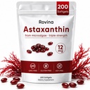 ROVINA Astaxanthin 12mg Softgels의 산화 방지제 보충교재 지원 눈, 피부, 면역, 합동, 내부 순환, 비 GMO & 글루텐 자유로운 - 200 Softgels