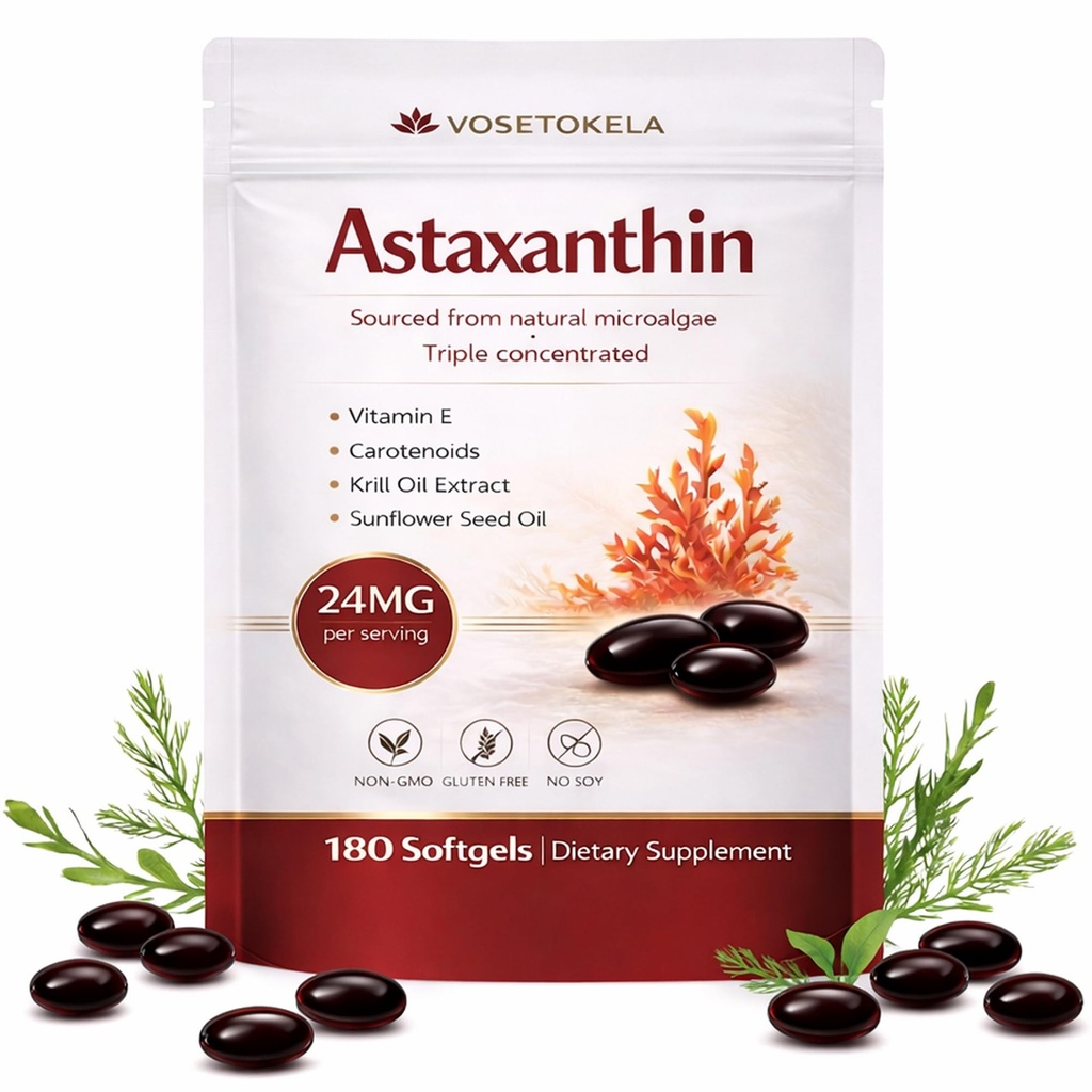 Astaxanthin 보충교재, Astaxanthin 산화 방지제 캡슐, 180 Softgels, 24mg 각각, Microalgae, 글루텐 자유로운, 비 GMO에서 6 달 공급, 건강한 균형을 잡는 생활 지원
