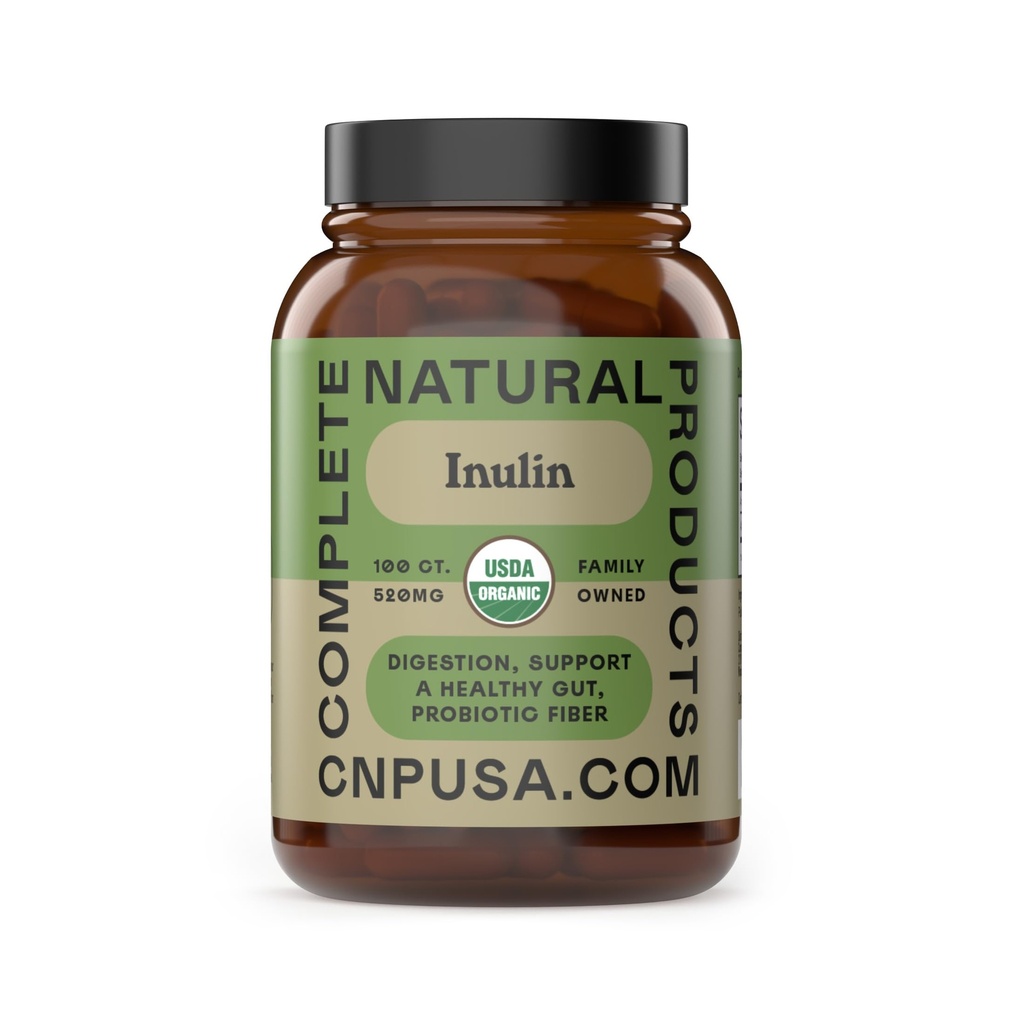 자연적인 제품 유기 Inulin 캡슐을 완료하십시오 - 520mg 100 알약, 유기 예루살렘 Artichoke Inulin 캡슐